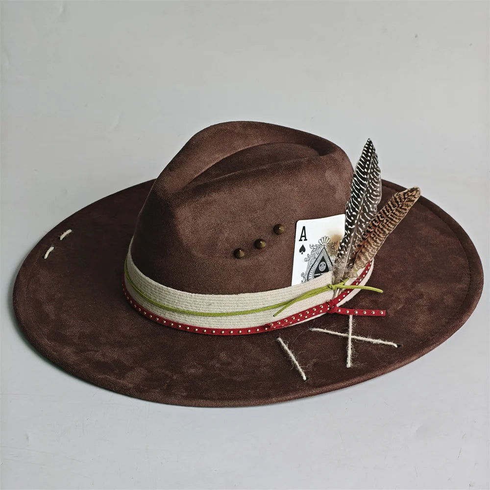 Chapeau Fedora Effet Suédine – Carte As & Plume – Image 4
