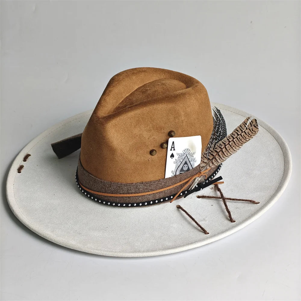 Chapeau Fedora Effet Suédine – Carte As & Plume – Image 2
