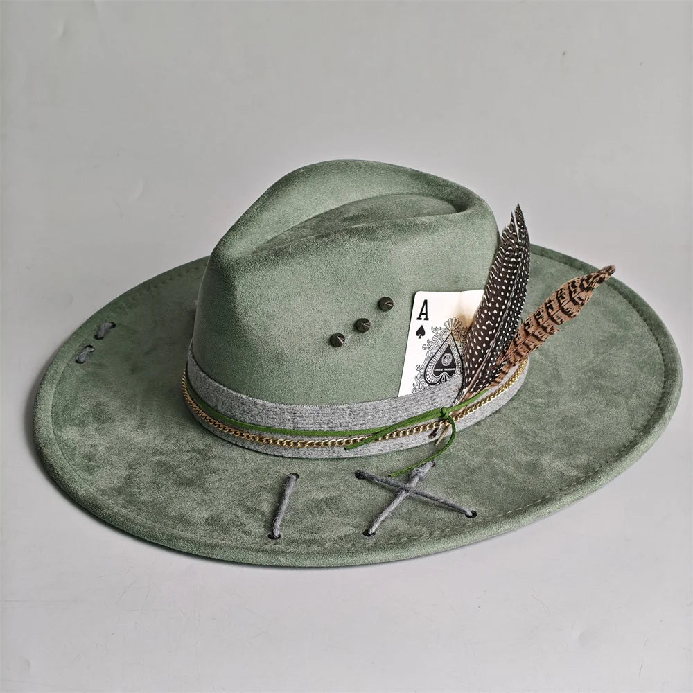 Chapeau Fedora Effet Suédine – Carte As & Plume – Image 3