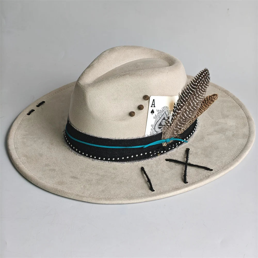 Chapeau Fedora Effet Suédine – Carte As & Plume – Image 5