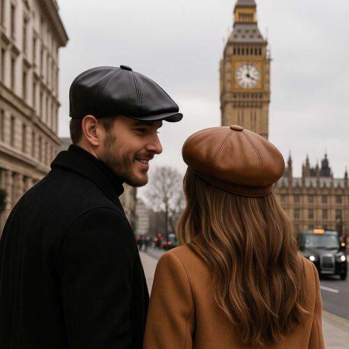 A_photograph_captures_a_couple_from_behind__with_C.jpg Casquette Gavroche Cuir Authentique