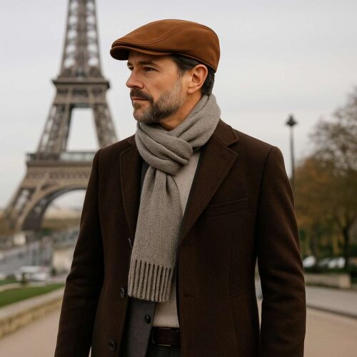 A_photograph_features_a_middle-aged_Caucasian_man_e7a85120-8213-45f9-92f8-c350cbb7bdb9.jpg Béret Homme en Daim - Softlu