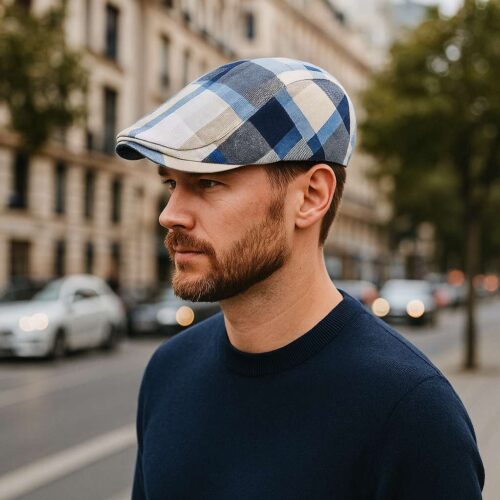 A_photograph_of_a_light-skinned__bearded_man_in_hi.jpg Béret Motif Carreaux - Britcap
