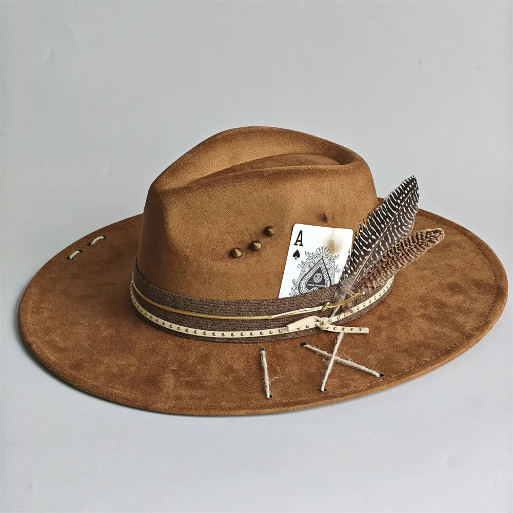 Chapeau Fedora Effet Suédine – Carte As & Plume – Image 6