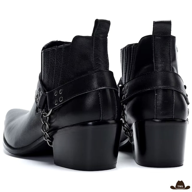 Bottines Cuir Cowboy Talon Carré