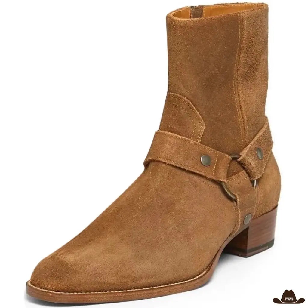 Bottines Style Cowboy Daim – Image 2