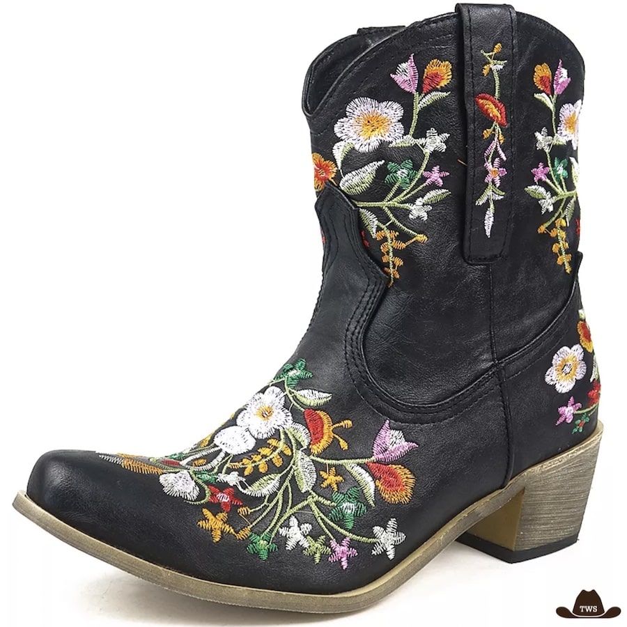 Bottines Western Fleurs Brodées