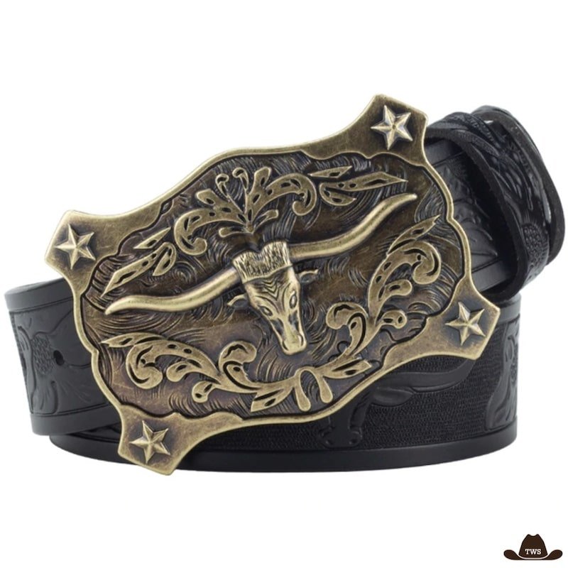 Ceinture Homme Western Cuir Repoussé – Image 3