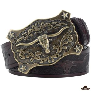 Ceinture Homme Western Cuir Repoussé