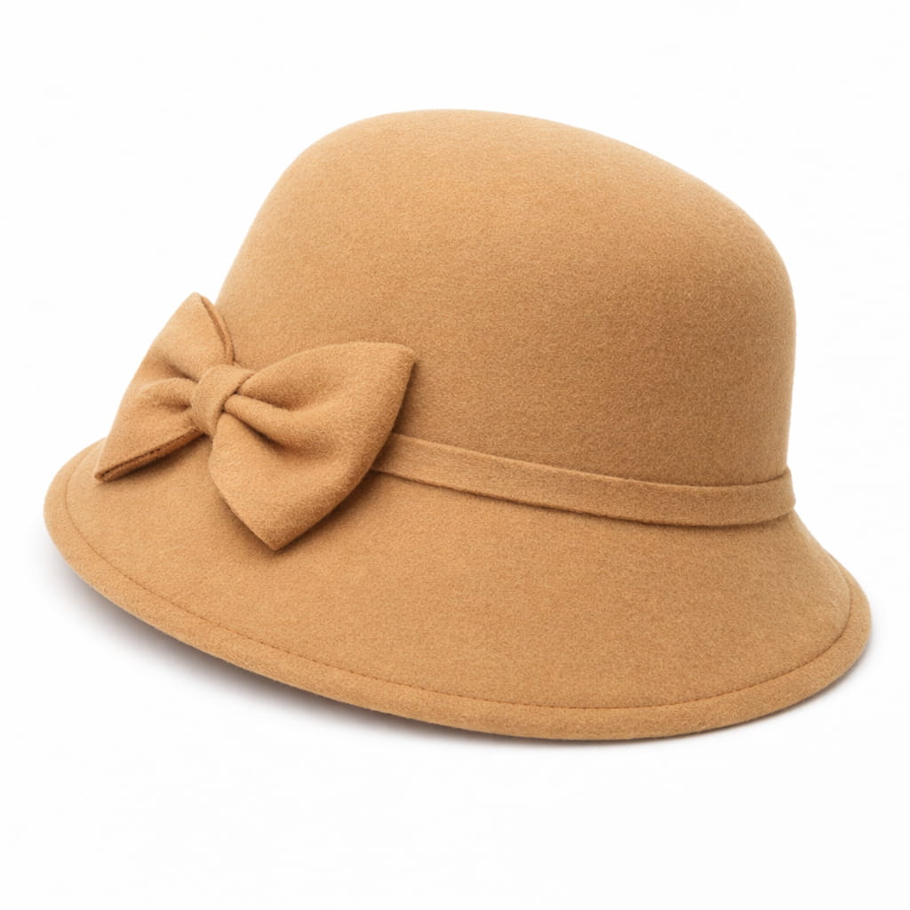 Chapeau Melon Cloche Femme Noeud Suede – Image 3