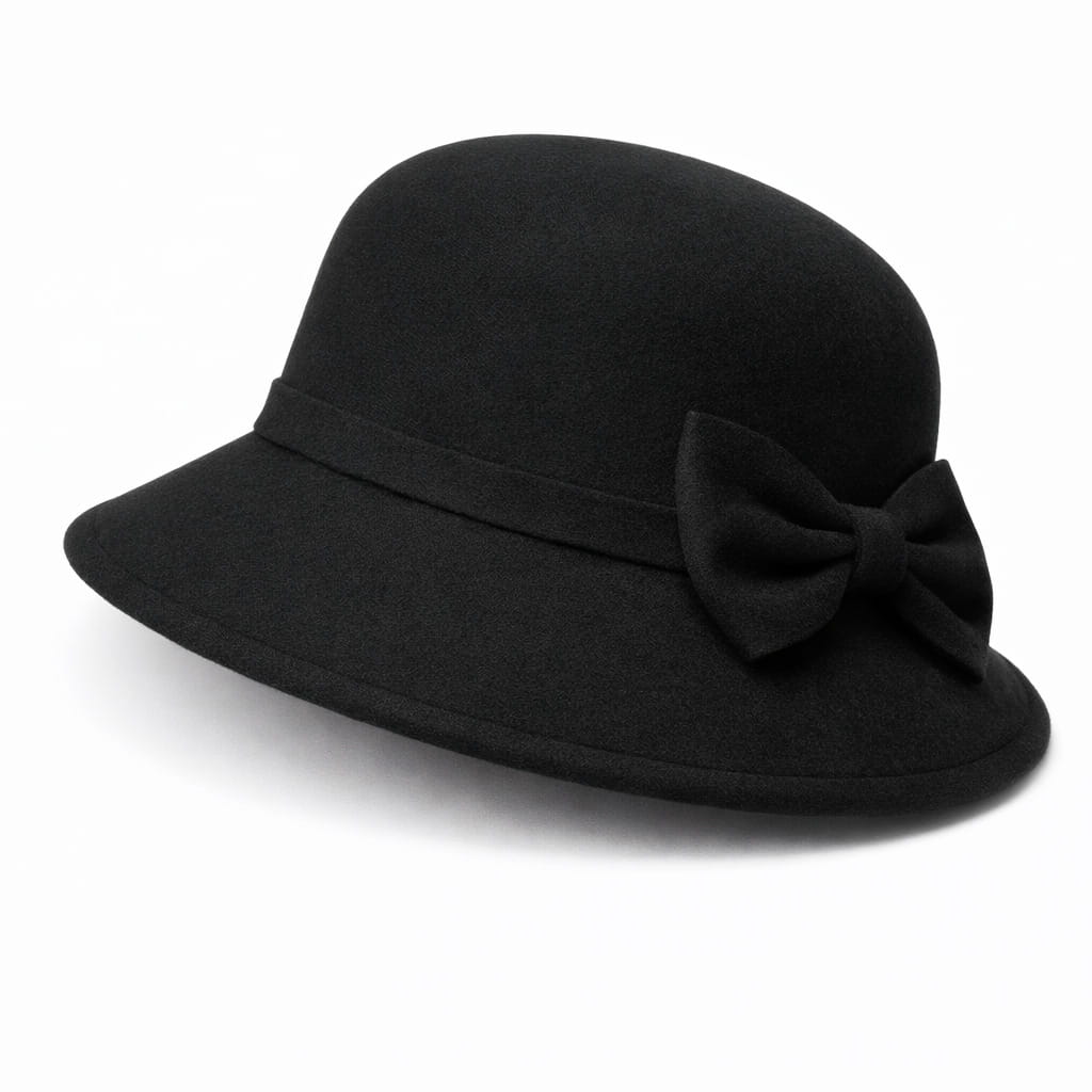 Chapeau Melon Cloche Femme Noeud Suede – Image 4