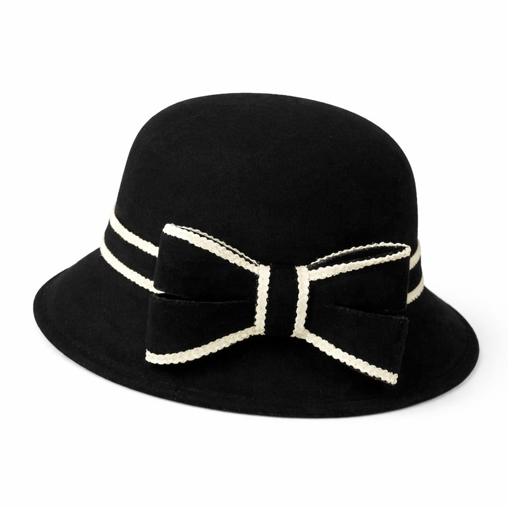 Chapeau Melon Cloche Femme Noeud Hiver – Image 4