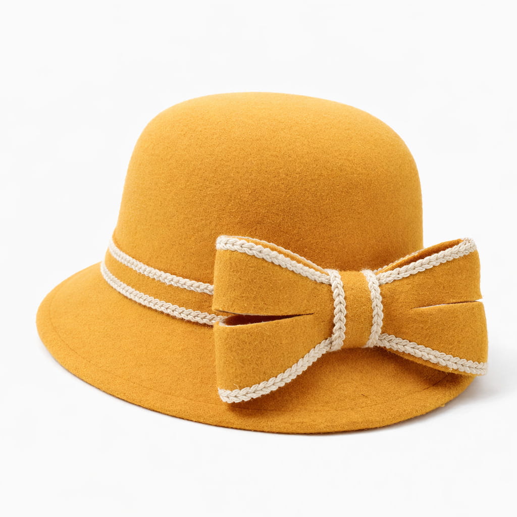 Chapeau Melon Cloche Femme Noeud Hiver – Image 5