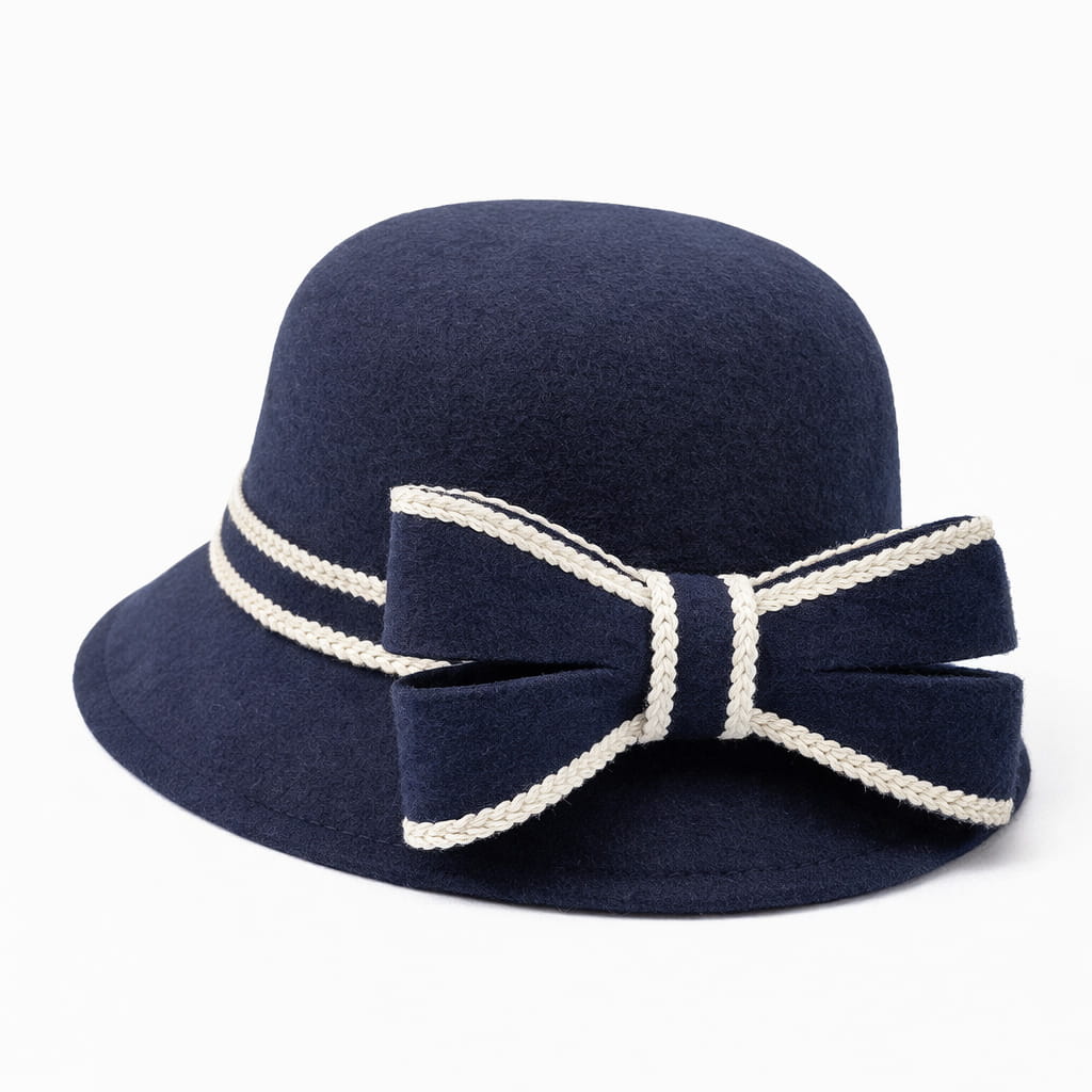 Chapeau Melon Cloche Femme Noeud Hiver – Image 3