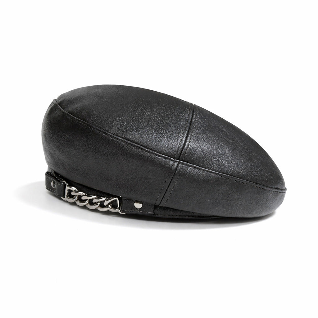 Béret Femme en Cuir avec Chaine – Image 2