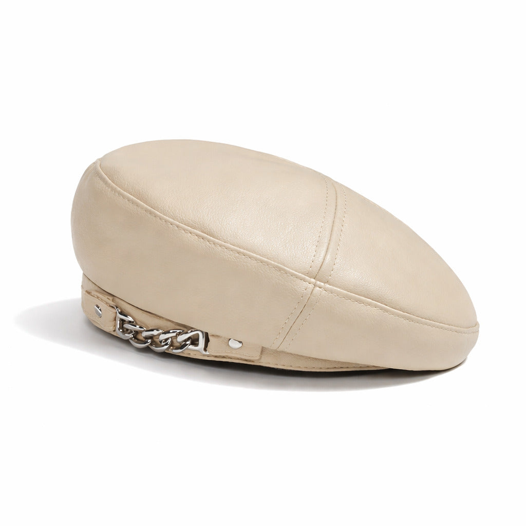 Béret Femme en Cuir avec Chaine – Image 4