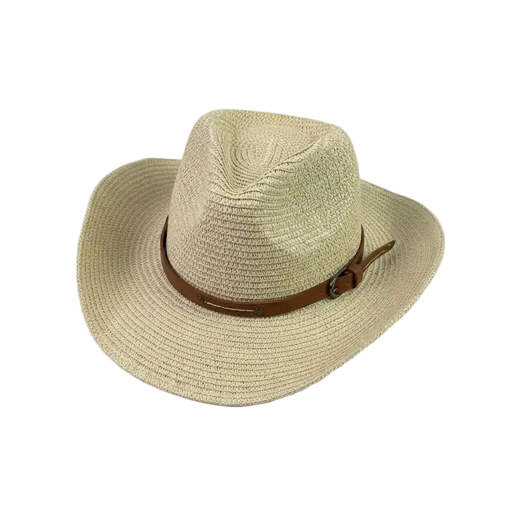Chapeau Cowboy en Paille – Lanière Cuir – Image 2