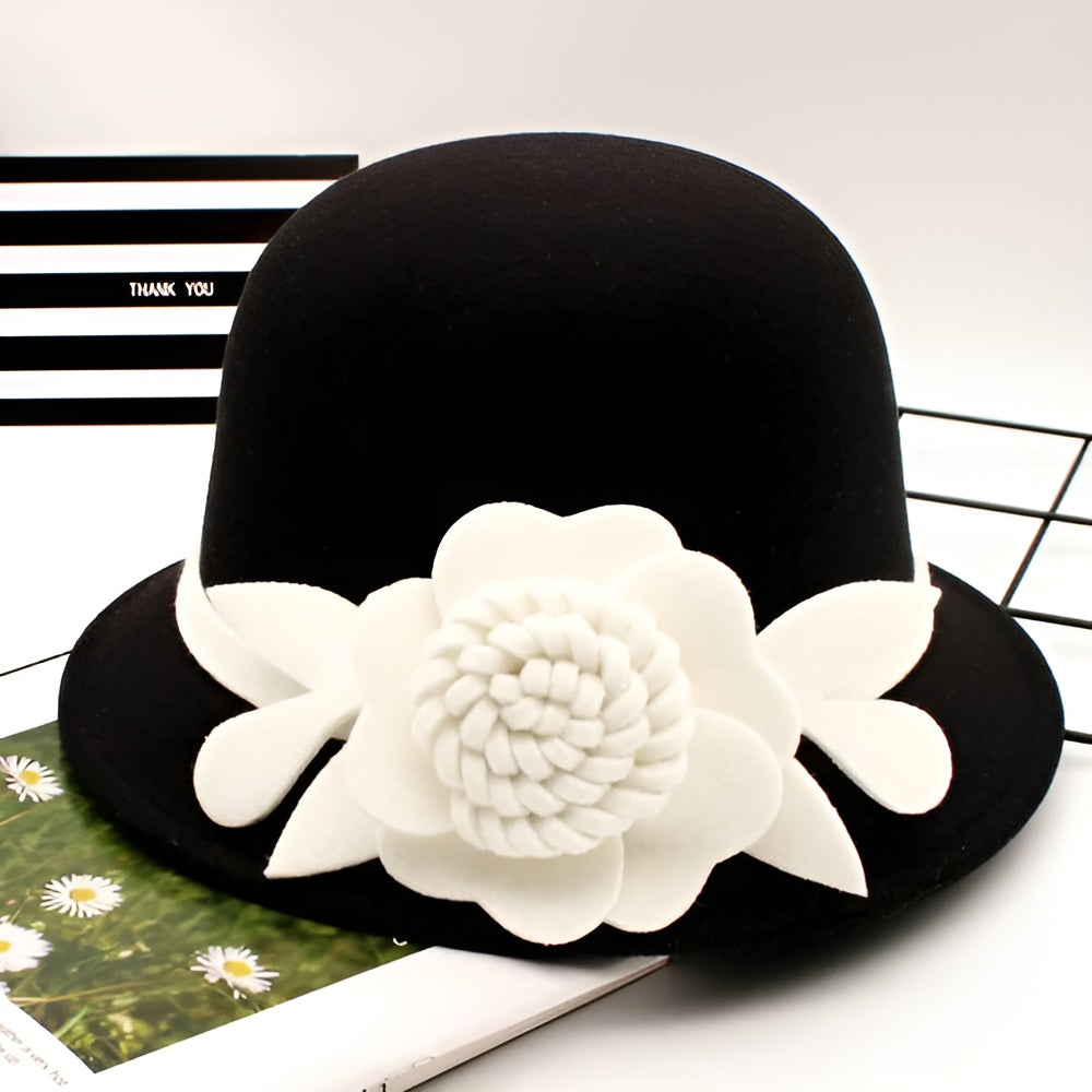 Chapeau Cloche Melon Femme Black&White – Image 3