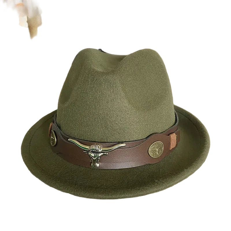 Chapeau Fedora Feutre – Bande Cuir Décor Longhorn – Image 4