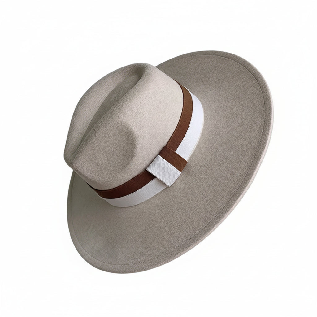Chapeau Fedora Suédine – Bord Large et Ruban Contrasté – Image 5