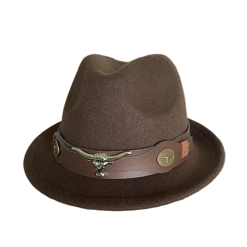 Chapeau Fedora Feutre – Bande Cuir Décor Longhorn – Image 5