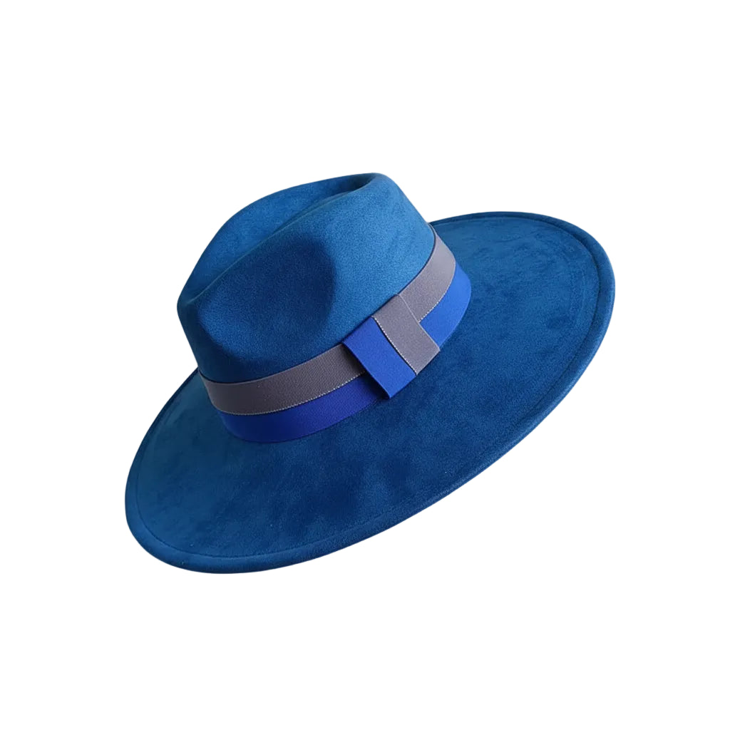 Chapeau Fedora Suédine – Bord Large et Ruban Contrasté – Image 10