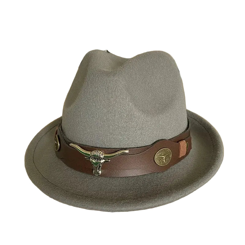 Chapeau Fedora Feutre – Bande Cuir Décor Longhorn – Image 2