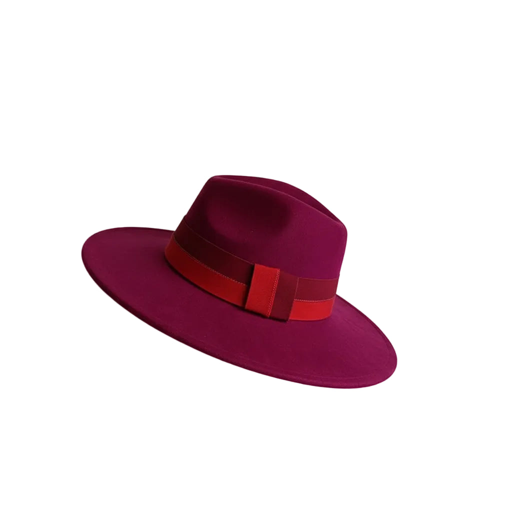 Chapeau Fedora Suédine – Bord Large et Ruban Contrasté – Image 6