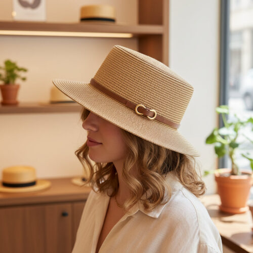 S5d1b3a4957bc44fabd686f08fac7033e2.jpg Chapeau de Paille – Ruban Cuir Boucle Métal
