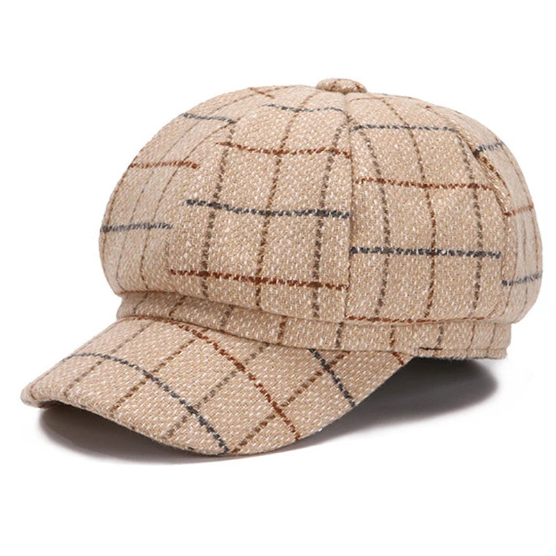 Béret Casquette Gavroche Femme à Carreaux - Gridin – Image 2