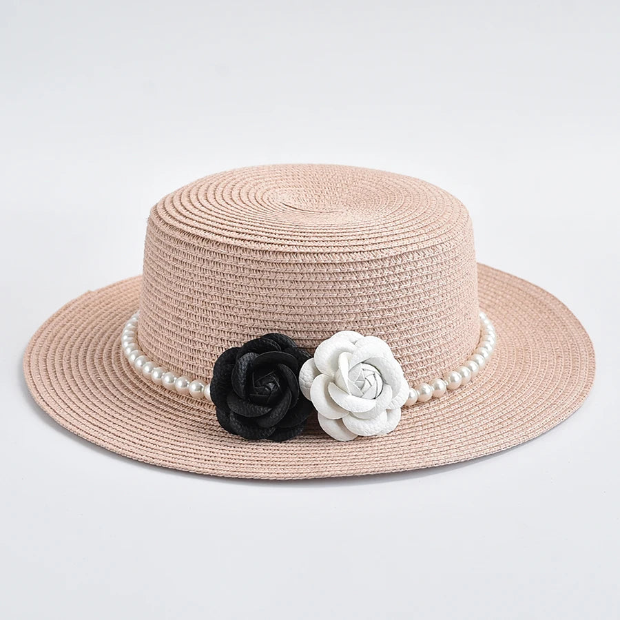 Chapeau de Paille Femme – Fleurs Décoratives et Perles – Image 6