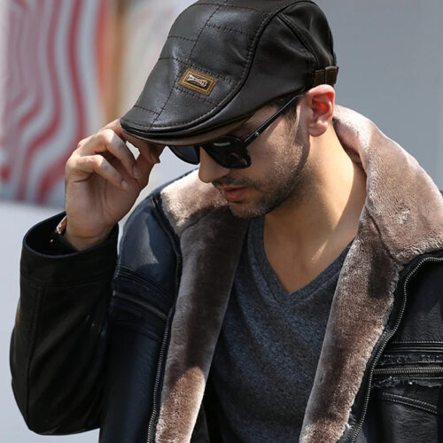 Sf245449afbeb4b72822e7a3e20b85a4d4.jpg Béret Homme en Cuir - Élegant