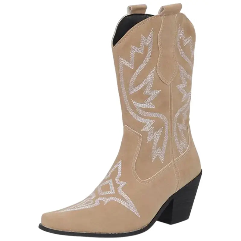 Bottes Cowboy Femme Beiges – Image 2