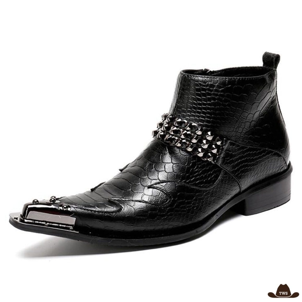Bottines Cowboy Noires Motifs Gravés – Image 2
