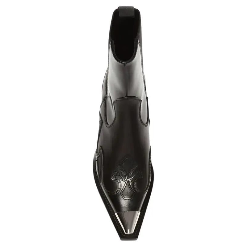 Bottines Style Cowboy Noires