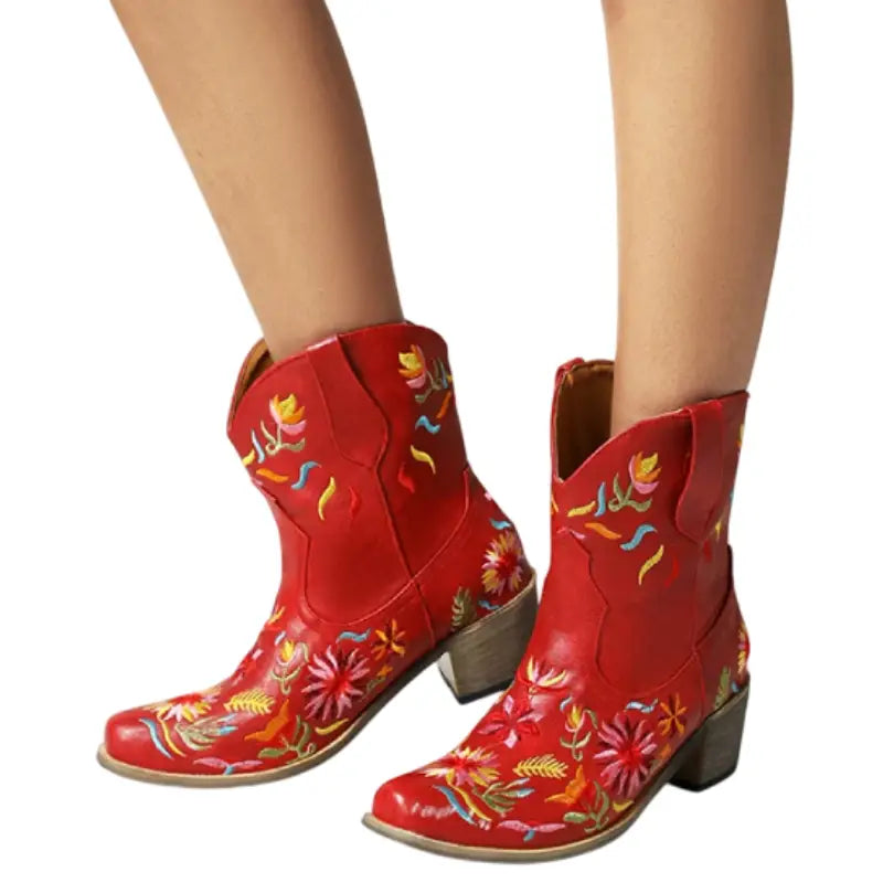 Bottines Santiag Rouges Femme