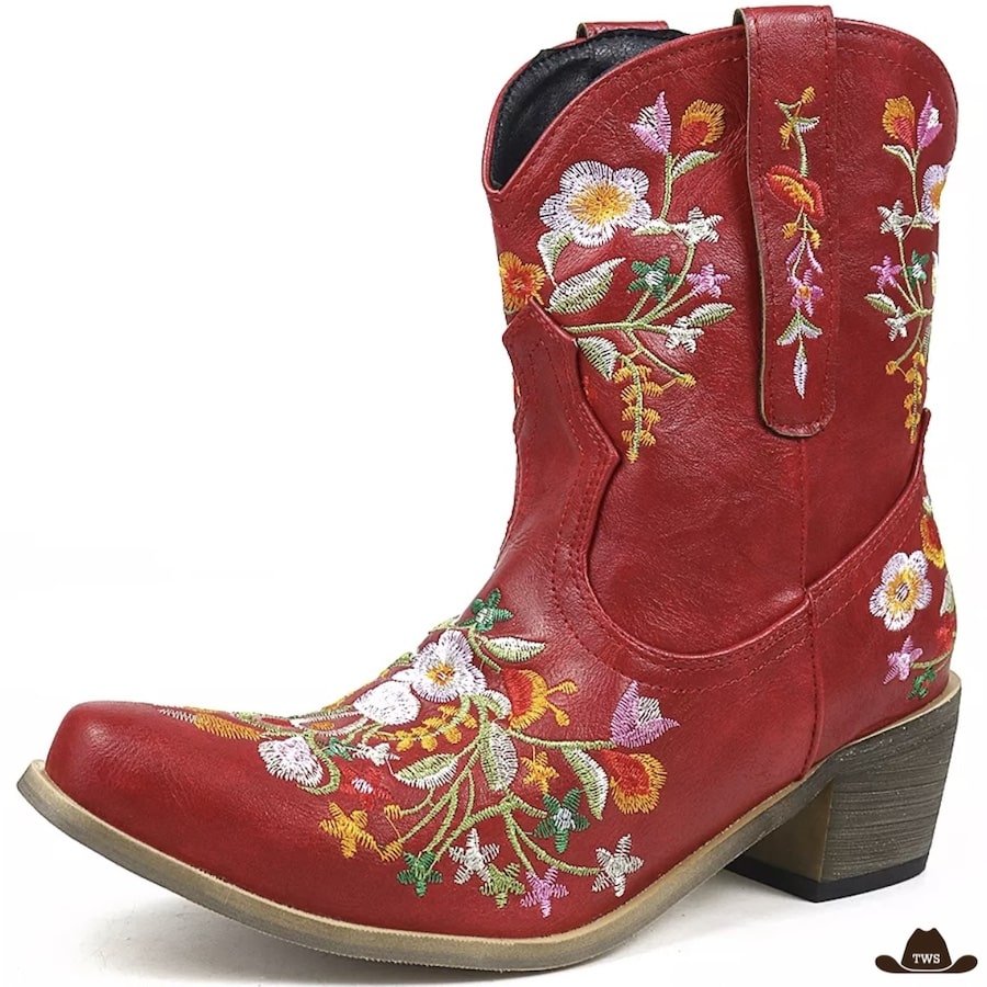 Bottines Western Fleurs Brodées – Image 4