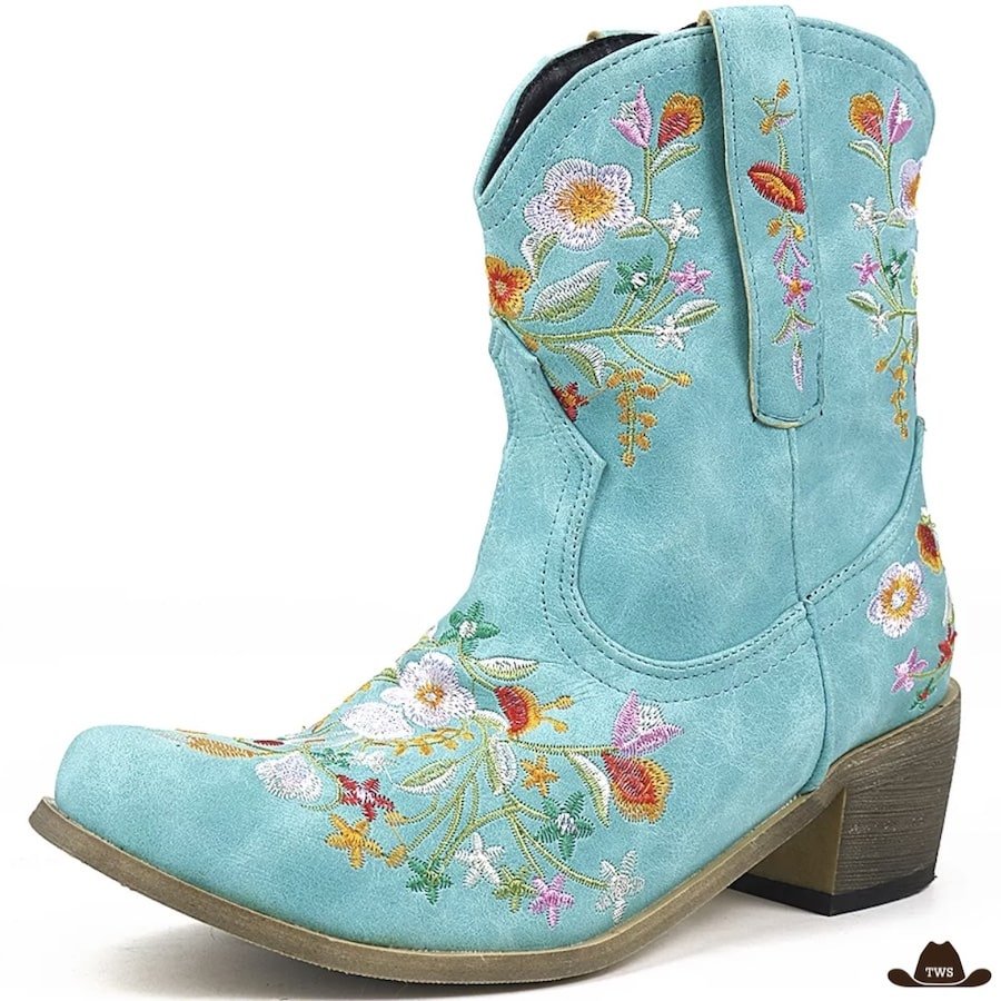 Bottines Western Fleurs Brodées – Image 2