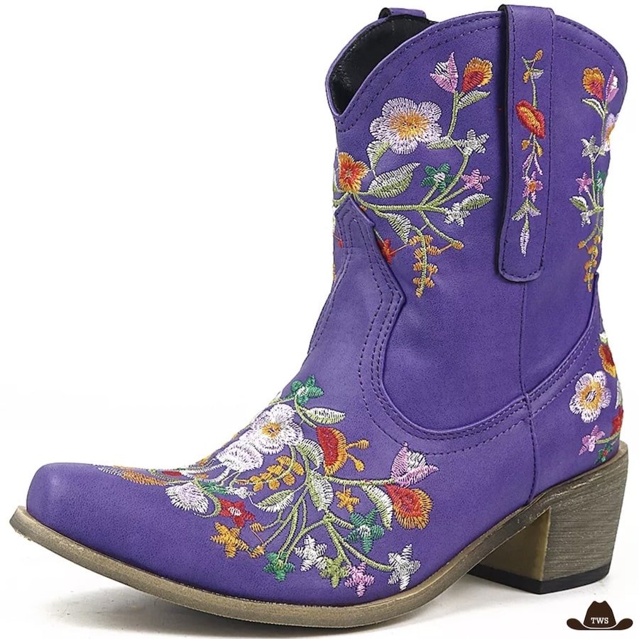 Bottines Western Fleurs Brodées – Image 5