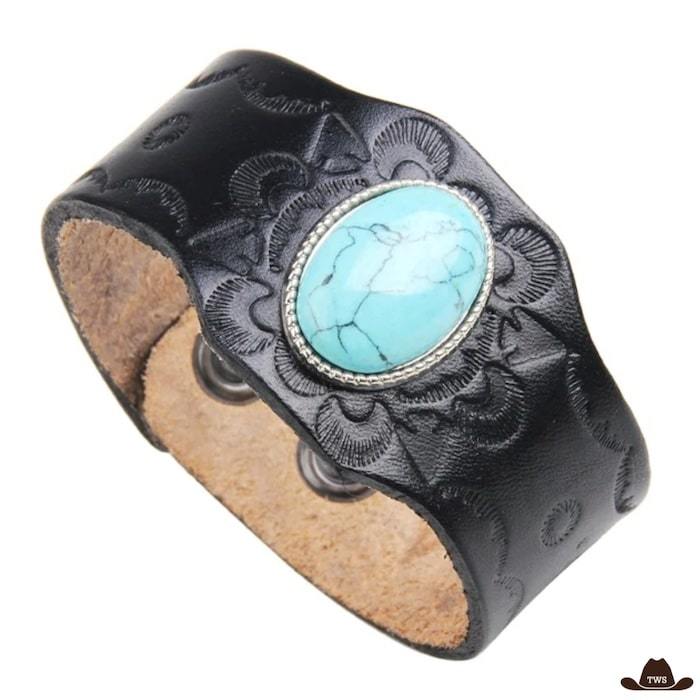 Bracelet Cuir Pierre Turquoise – Image 2