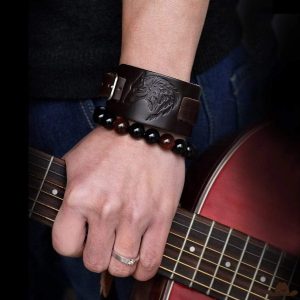 Bracelet Homme Cuir Loup
