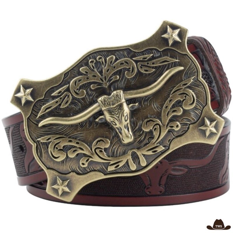 Ceinture Homme Western Cuir Repoussé – Image 4