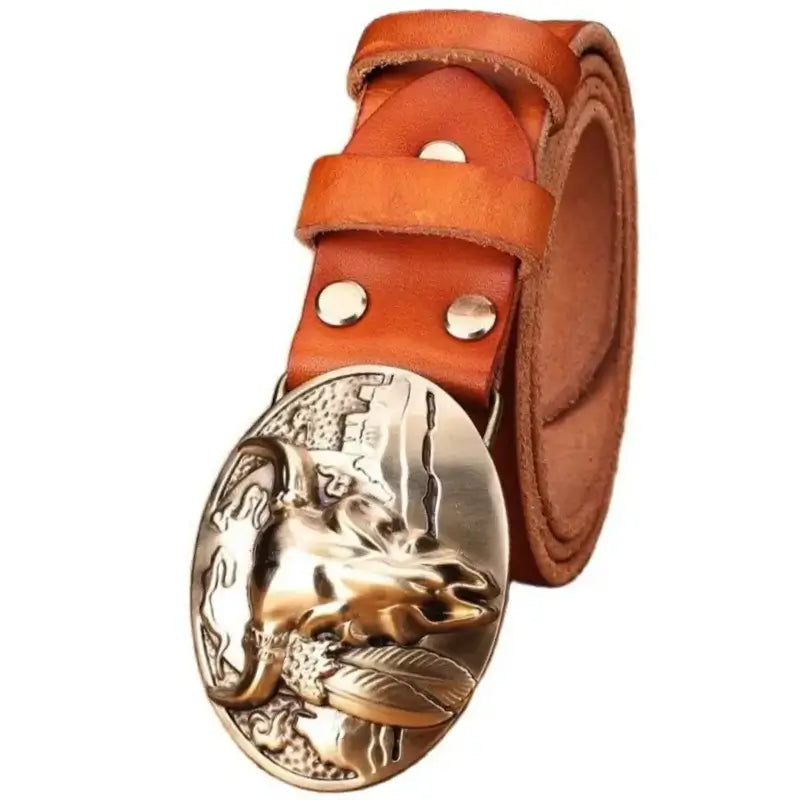Ceinture Western en Cuir Pleine Fleur – Image 2