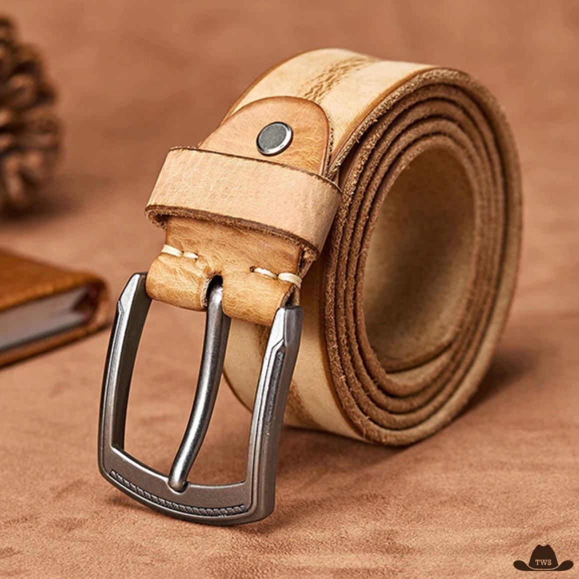 Ceinture en Cuir Marron Homme Western – Image 4
