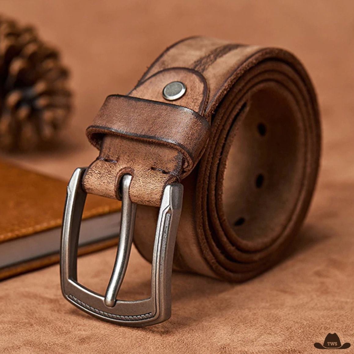 Ceinture en Cuir Marron Homme Western – Image 2