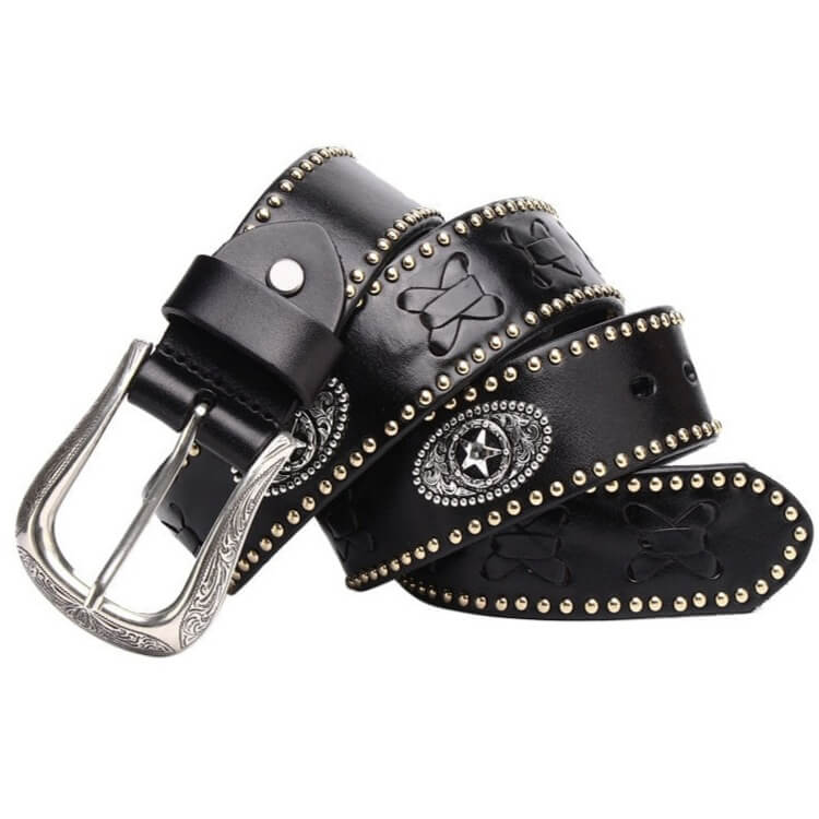 Ceinture Western en Cuir Noir – Image 2