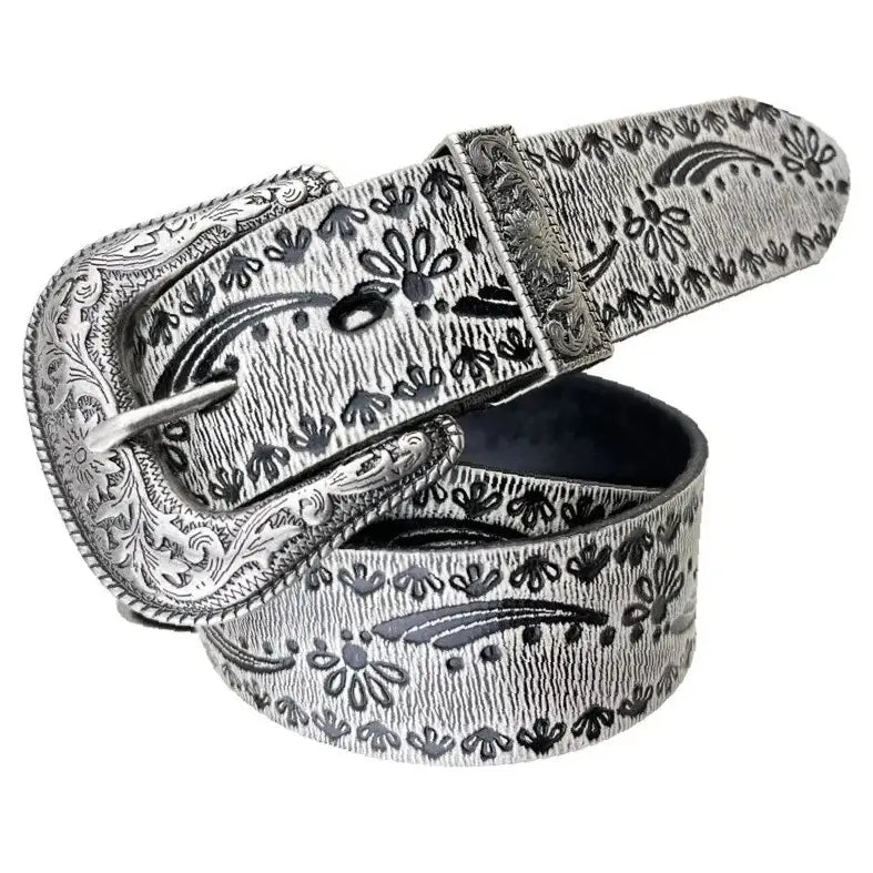 Ceinture Western en Cuir Blanc – Image 2