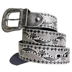 Ceinture Western en Cuir Blanc