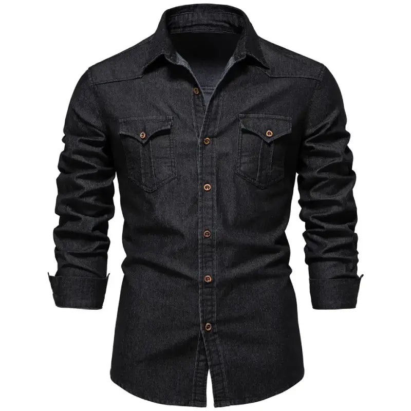 Chemise Western en Jean Noir – Image 2