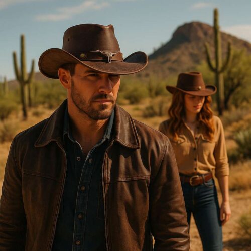 shooting_cowboy_couple_chapeaux_marron_1.jpg Chapeau Cowboy - WranglerWear